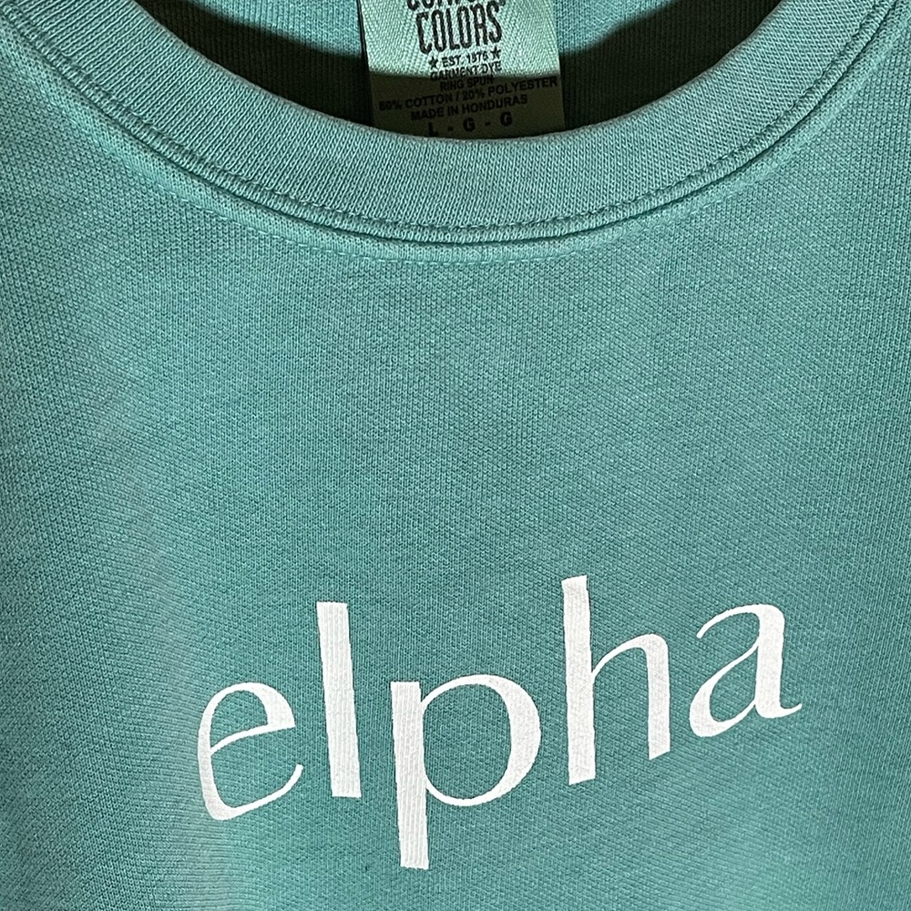 Elpha Teal Comfort Colors Sweatshirt size Large